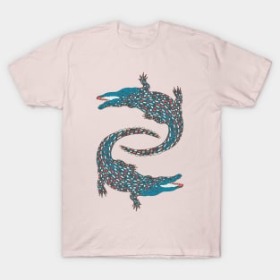 Crocodiles (Pink and Teal Palette) T-Shirt